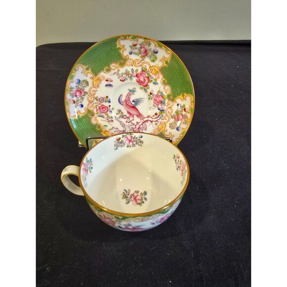 Minton Green Cockatrice Cup & Saucer –Bone China England 1912-1950-Multiple